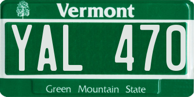 VT license plate YAL470