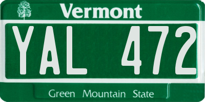 VT license plate YAL472