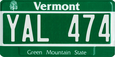 VT license plate YAL474