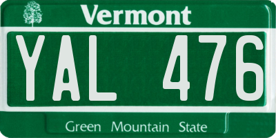VT license plate YAL476
