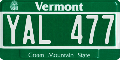 VT license plate YAL477