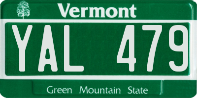 VT license plate YAL479