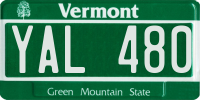 VT license plate YAL480