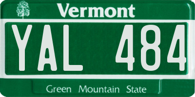 VT license plate YAL484