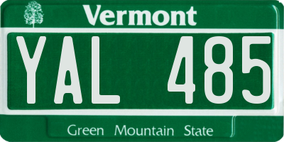 VT license plate YAL485