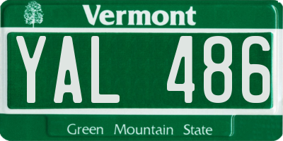 VT license plate YAL486