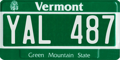 VT license plate YAL487