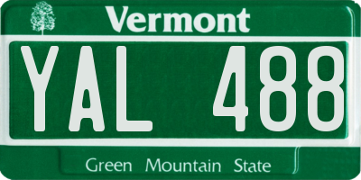 VT license plate YAL488
