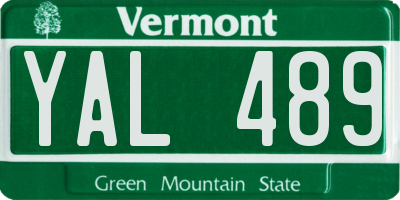 VT license plate YAL489