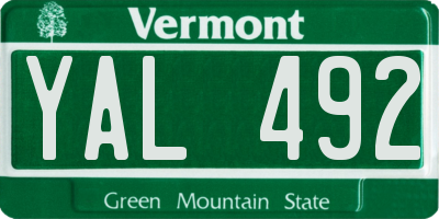 VT license plate YAL492