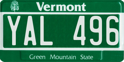 VT license plate YAL496