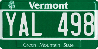 VT license plate YAL498