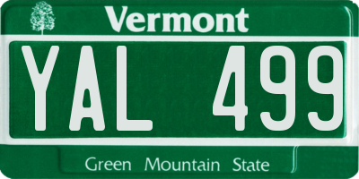 VT license plate YAL499
