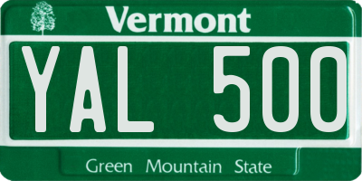 VT license plate YAL500