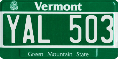 VT license plate YAL503