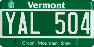 VT license plate YAL504