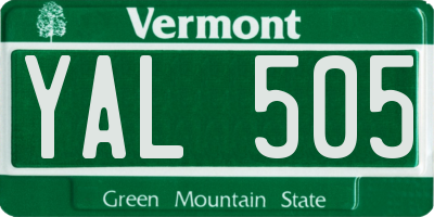 VT license plate YAL505