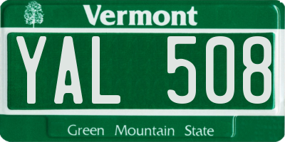 VT license plate YAL508