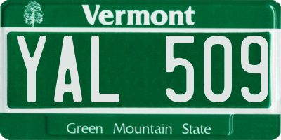 VT license plate YAL509