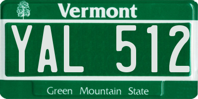 VT license plate YAL512