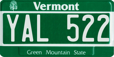 VT license plate YAL522