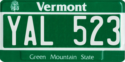 VT license plate YAL523