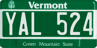 VT license plate YAL524