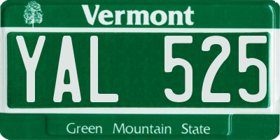 VT license plate YAL525