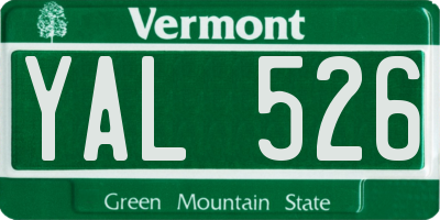 VT license plate YAL526