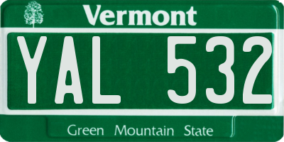 VT license plate YAL532