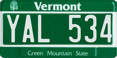 VT license plate YAL534