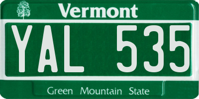 VT license plate YAL535