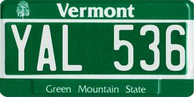 VT license plate YAL536