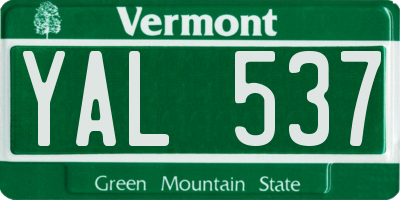VT license plate YAL537