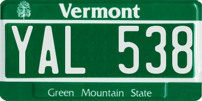 VT license plate YAL538