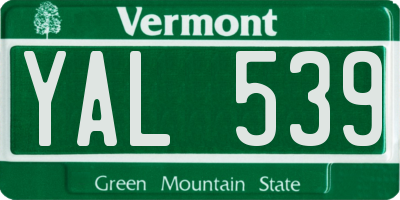 VT license plate YAL539