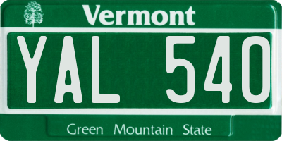 VT license plate YAL540
