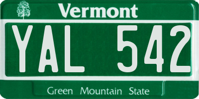 VT license plate YAL542