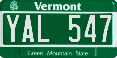 VT license plate YAL547