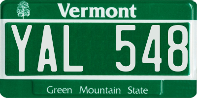 VT license plate YAL548