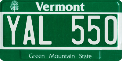 VT license plate YAL550