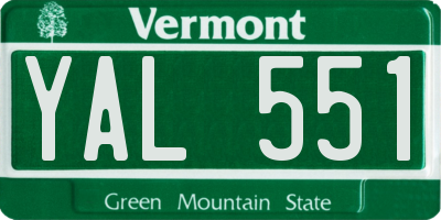 VT license plate YAL551