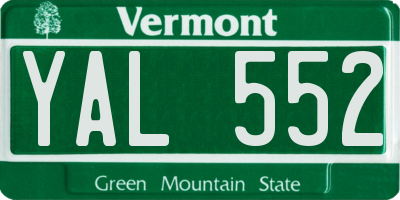 VT license plate YAL552