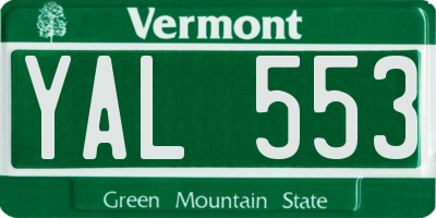 VT license plate YAL553