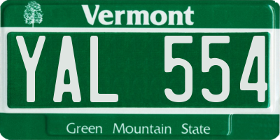 VT license plate YAL554