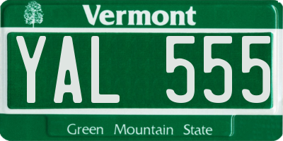 VT license plate YAL555