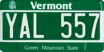 VT license plate YAL557