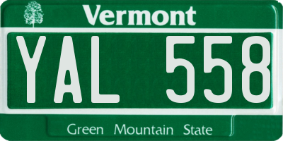 VT license plate YAL558