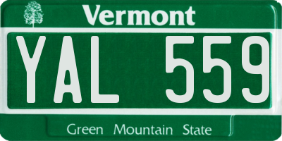 VT license plate YAL559