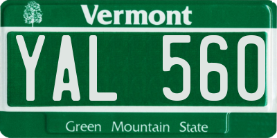 VT license plate YAL560